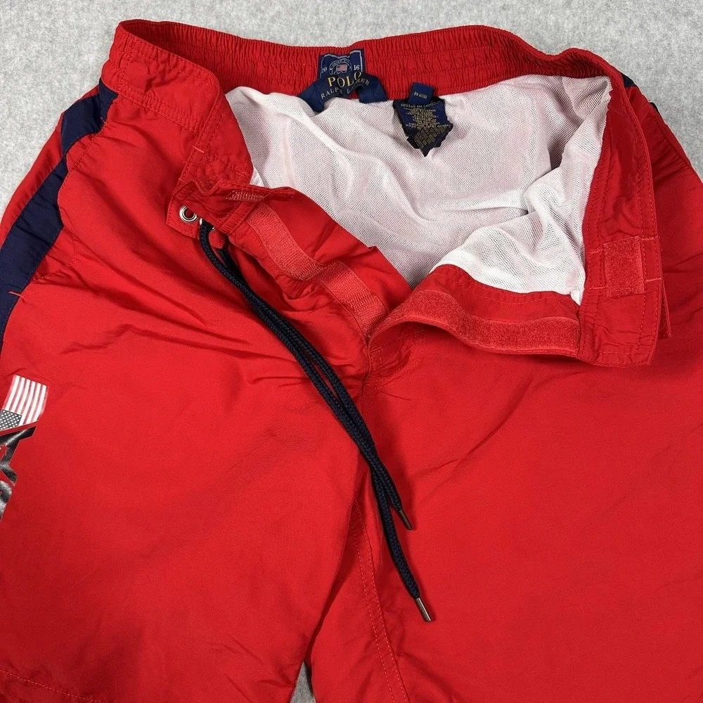 Polo Ralph Lauren Men's XS 2016 Olympic Red USA Flag Swim‎ Trunks Board Shorts